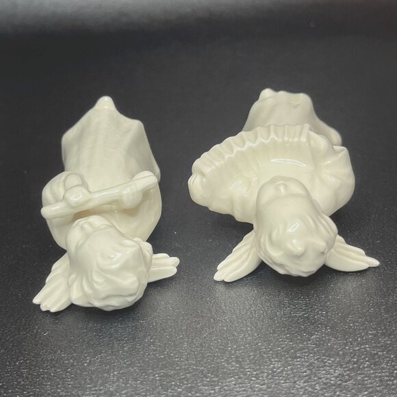 Goebel White Porcelain Musical Angel Figurines with Flute & Accordion - Picture 9 of 12